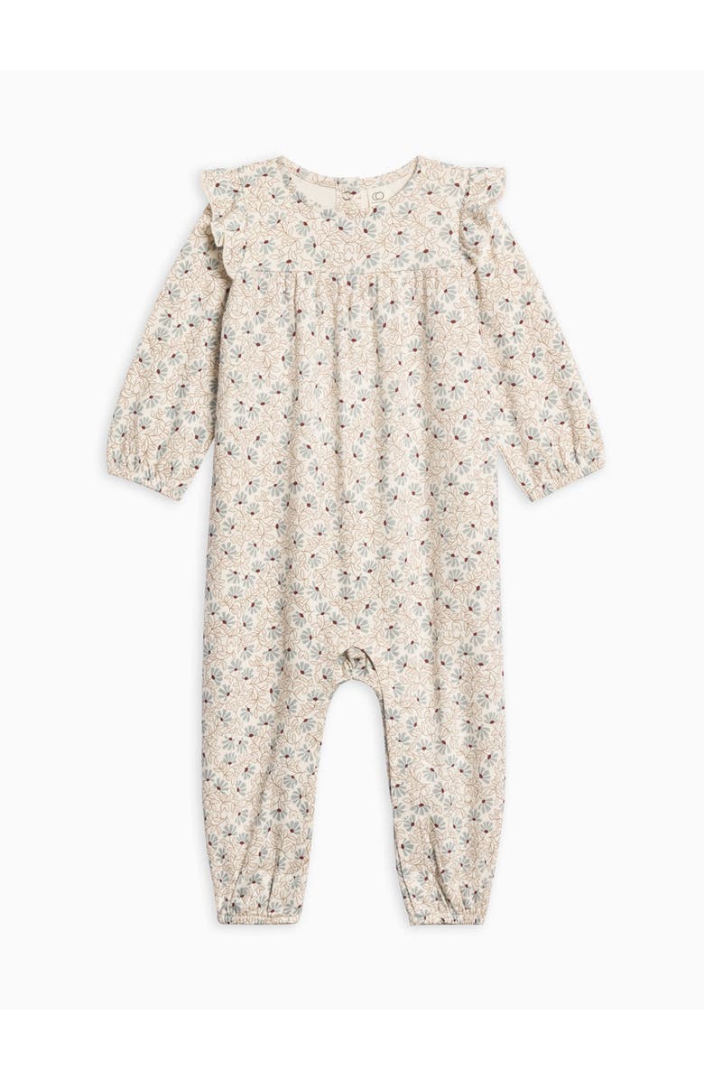 Colored Organics Organic Cotton Jine Ruffle Sleeve Romper, Alternate, color, Pamela Floral / Mist + Navy