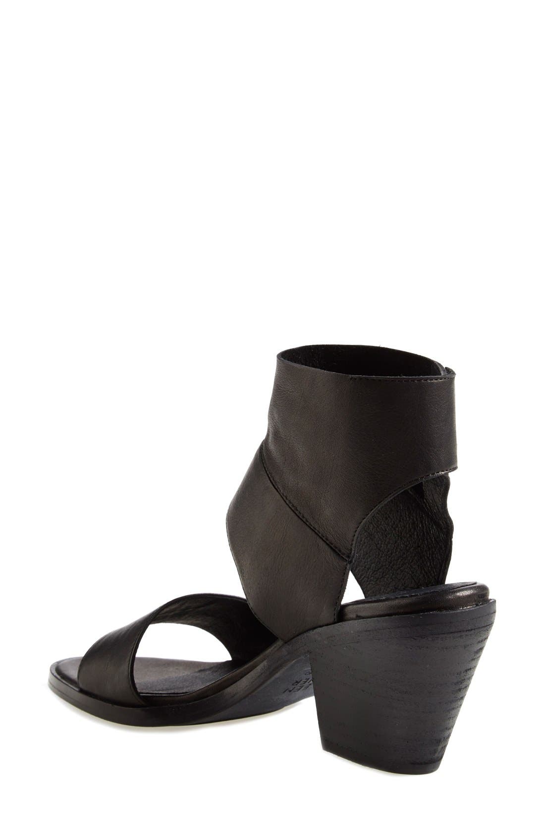 'Art' Tumbled Leather Ankle Cuff Sandal, Alternate, color, BLACK