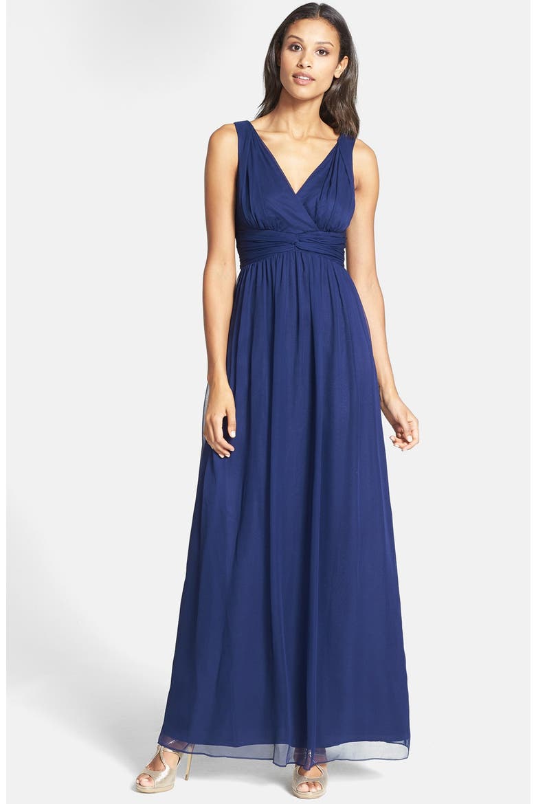'Julie' Twist-Waist Silk Chiffon Gown, Alternate, color, MIDNIGHT
