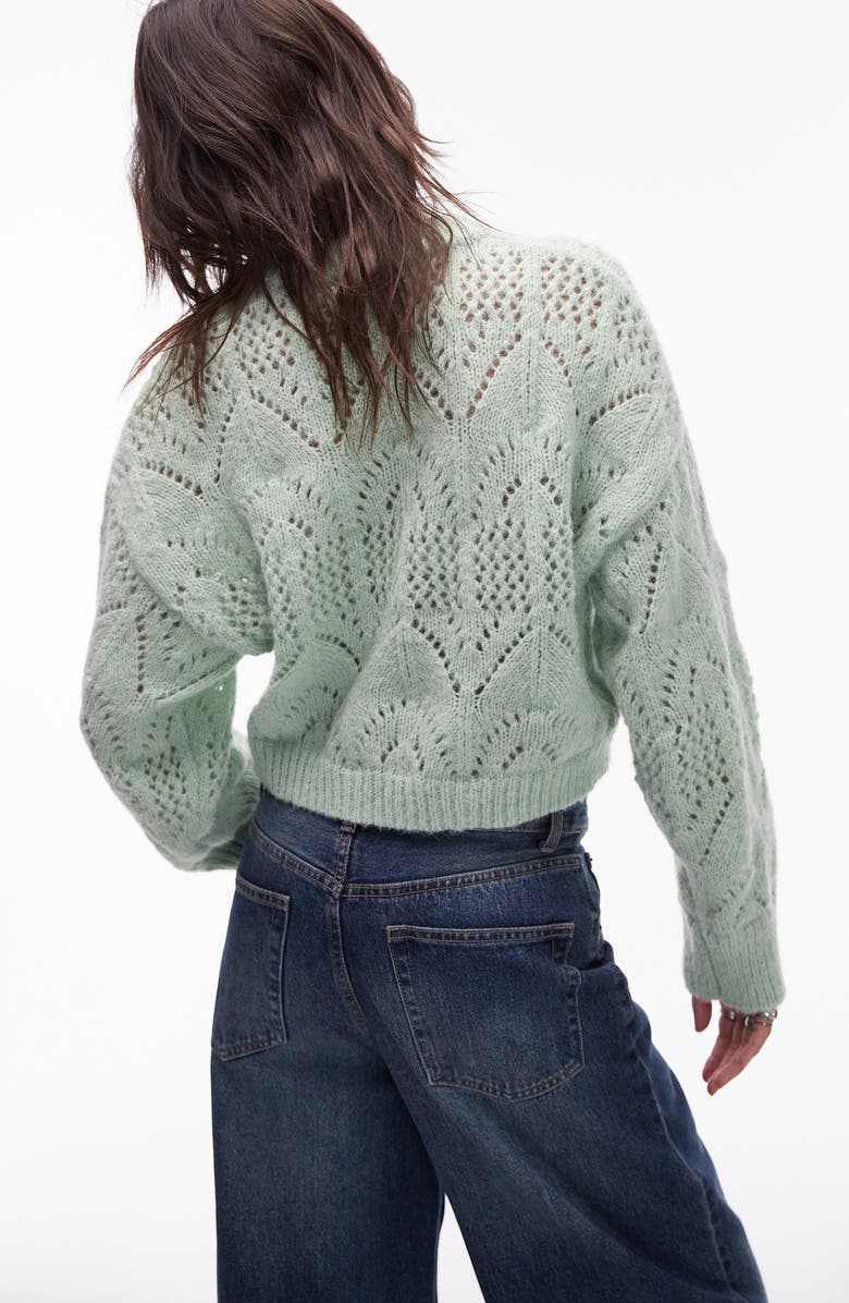 Topshop Pointelle Crewneck Sweater, Alternate, color, 