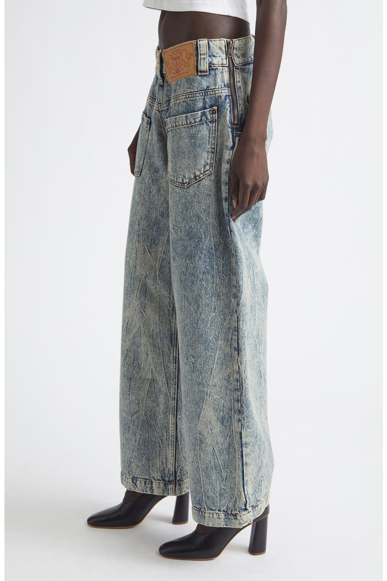 Acid Wash Backwards Wide Leg Jeans, Alternate, color, BLUE