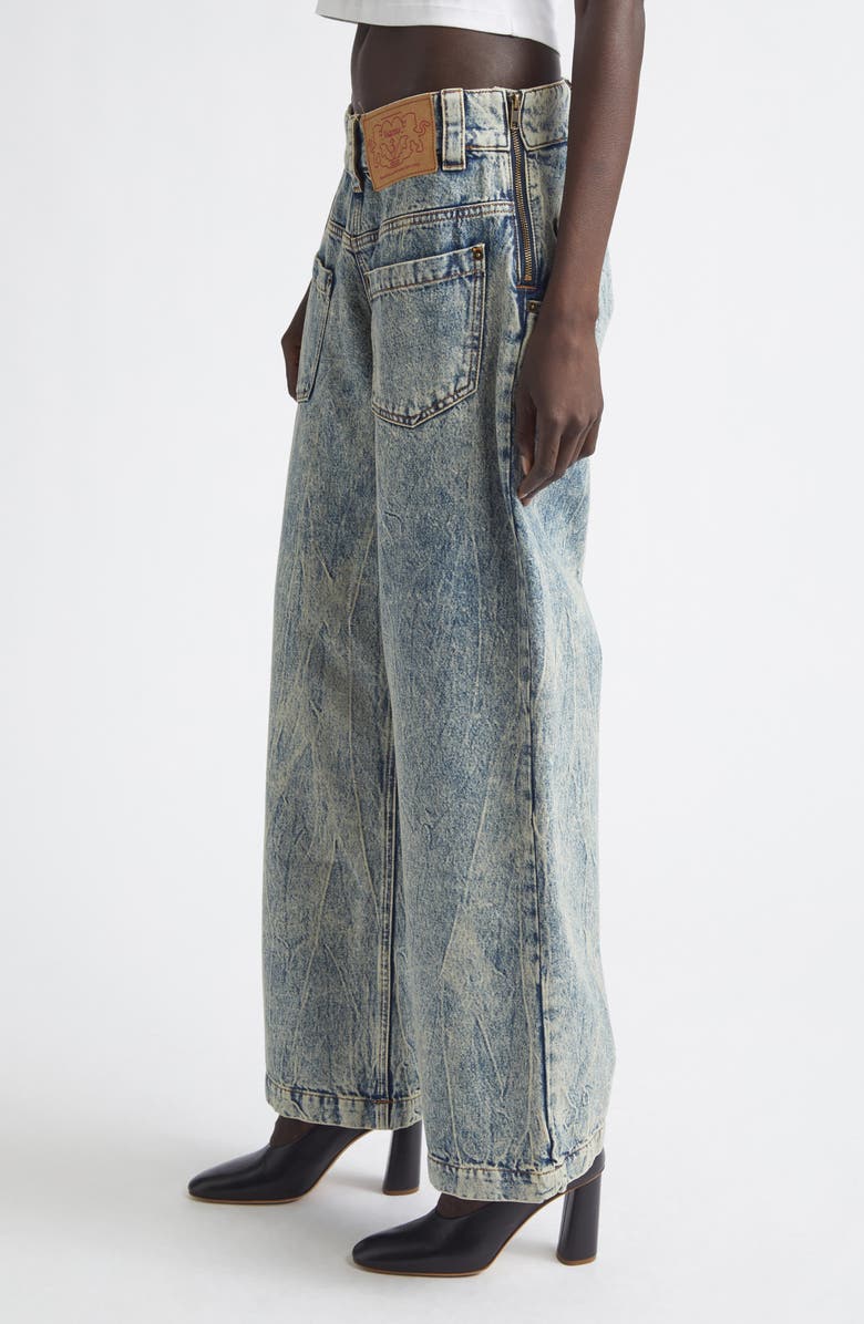 Vaquera Acid Wash Backwards Wide Leg Jeans, Alternate, color, Blue