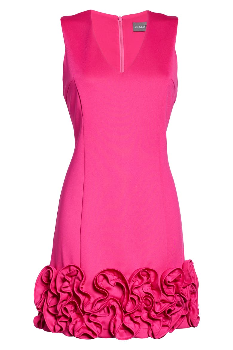 Donna Ricco Cupcake Hem Scuba Sheath Dress, Alternate, color, HOT PINK