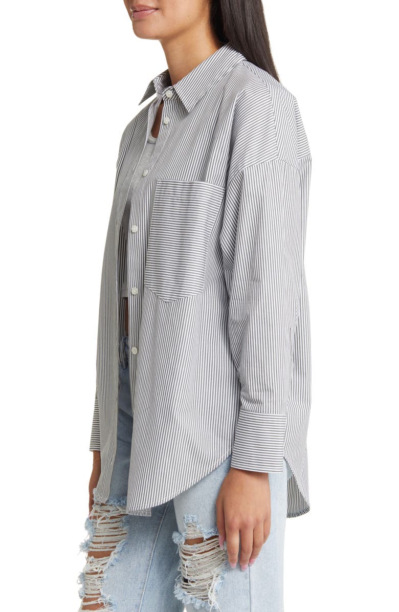 BP. Stripe Oversize Cotton Button-Up Shirt, Alternate, color,