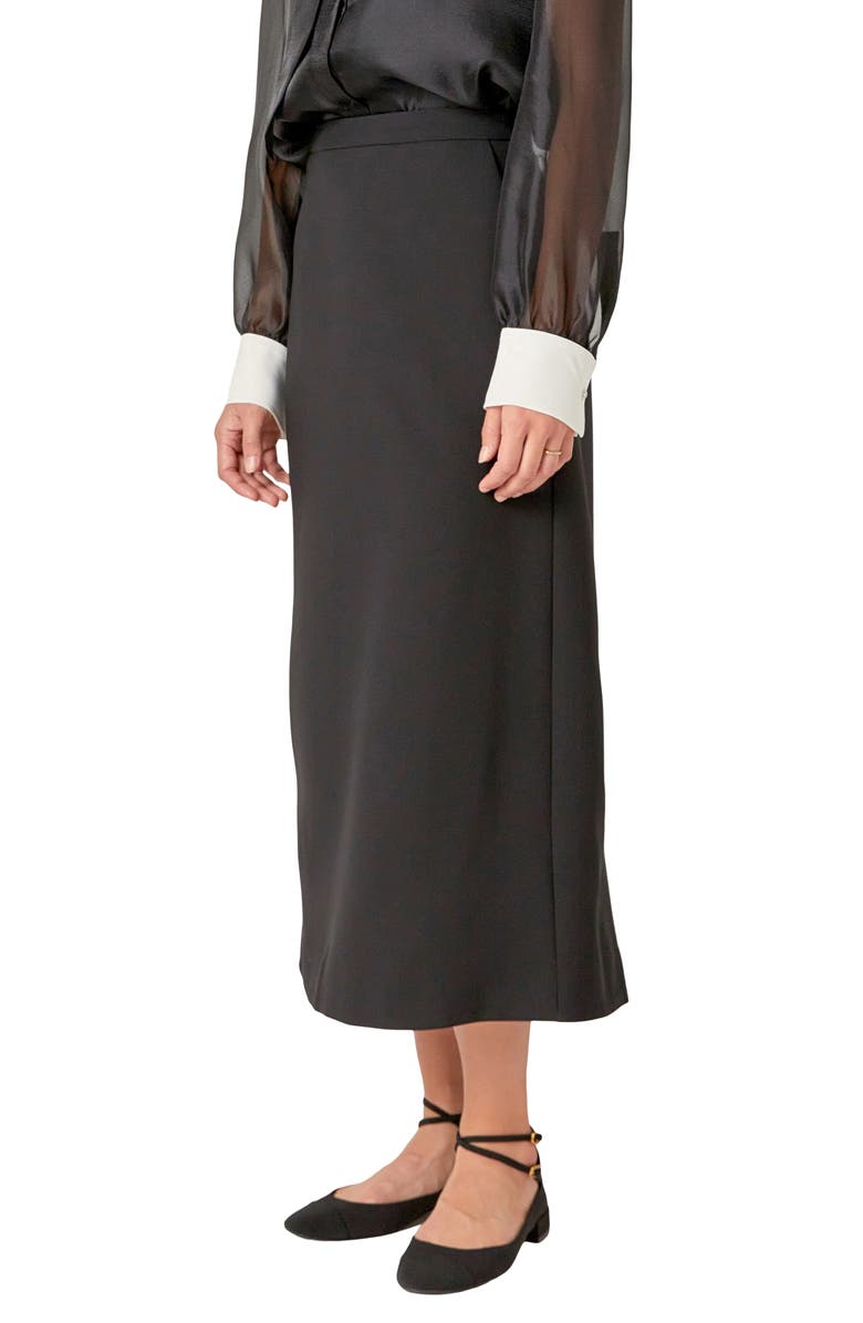 English Factory A-Line Midi Skirt, Alternate, color, Black