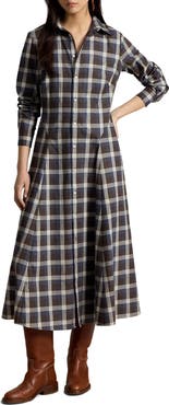 Polo Ralph Lauren Cotton Twill Fit and Flare Midi Shirtdress