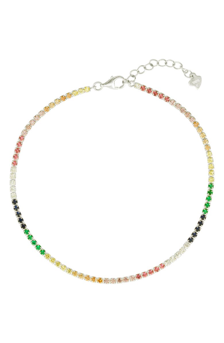 RAGEN Jewels Rainbow Crystal Tennis Anklet, Main, color,