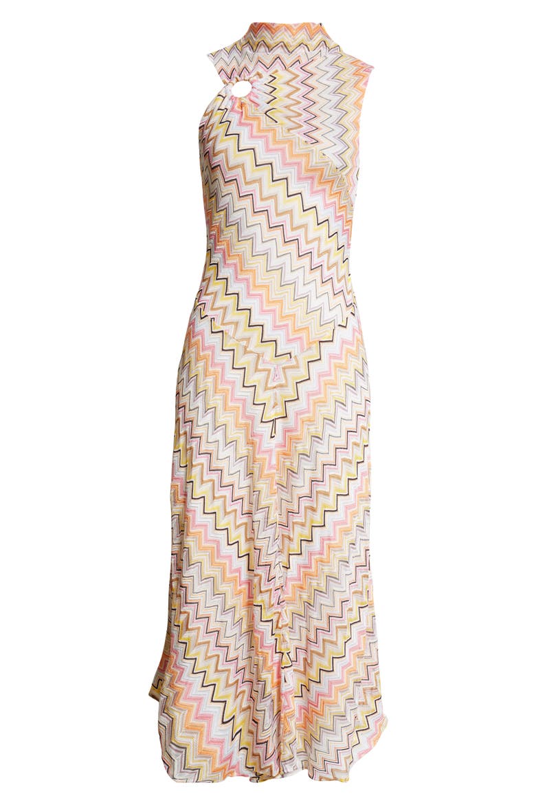 Twist Detail Metallic Raschel Lace Dress, Alternate, color, MULTI PINK ORANGE BEIGE