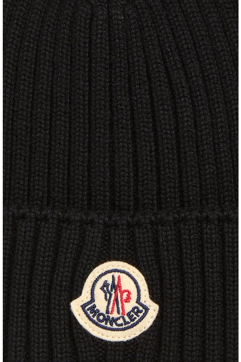 Kids' Logo Patch Virgin Wool Beanie, Alternate, color, BLACK