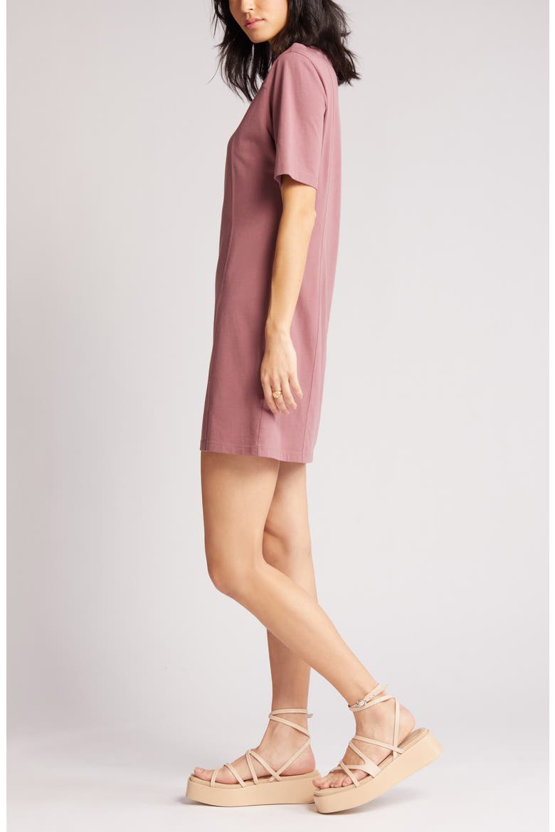 Seamed Organic Cotton T-Shirt Dress, Alternate, color, BROWN ROSE