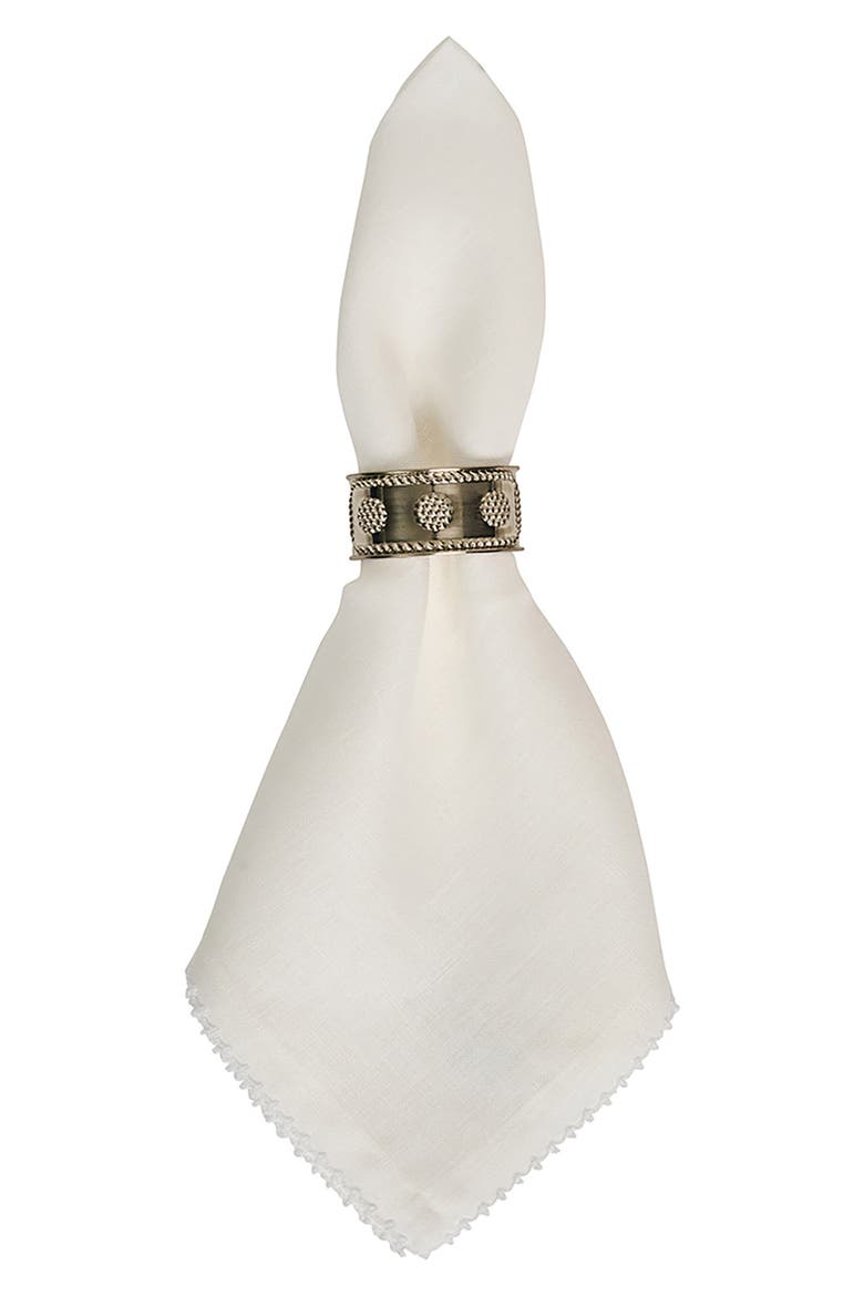 Set of 4 Berry Scallop Linen Napkins, Alternate, color, WHITE