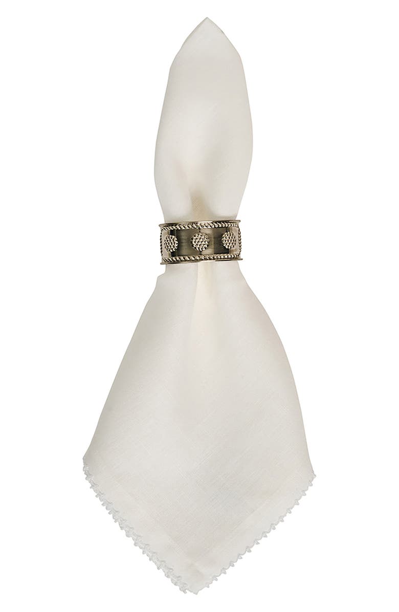 Juliska Set of 4 Berry Scallop Linen Napkins, Alternate, color, White