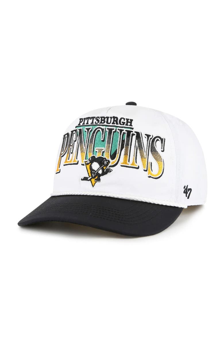 '47 Men's '47 White/Black Pittsburgh Penguins Tribute Hitch Adjustable Hat, Main, color, 
