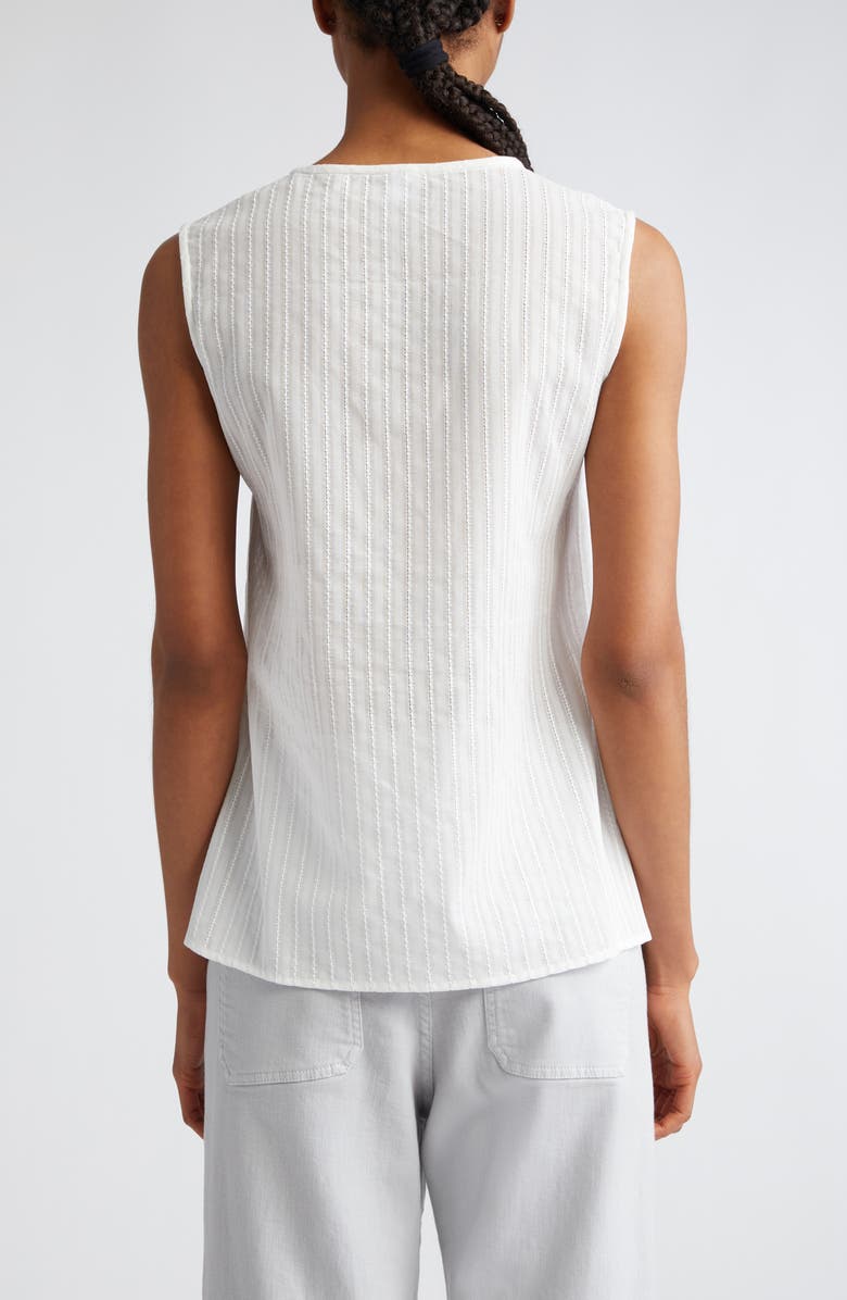 Eleventy Textured Sleeveless Button-Up Shirt, Alternate, color, White
