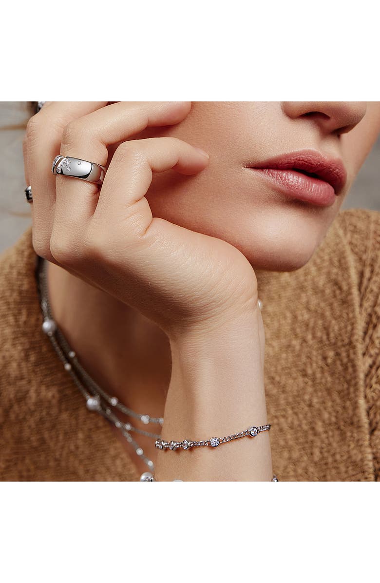 ANIA HAIE Bezel Cubic Zirconia Station Chain Bracelet, Alternate, color, Silver