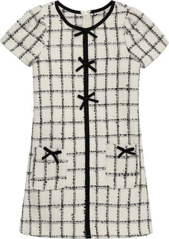Kids' Bow Front Bouclé Dress