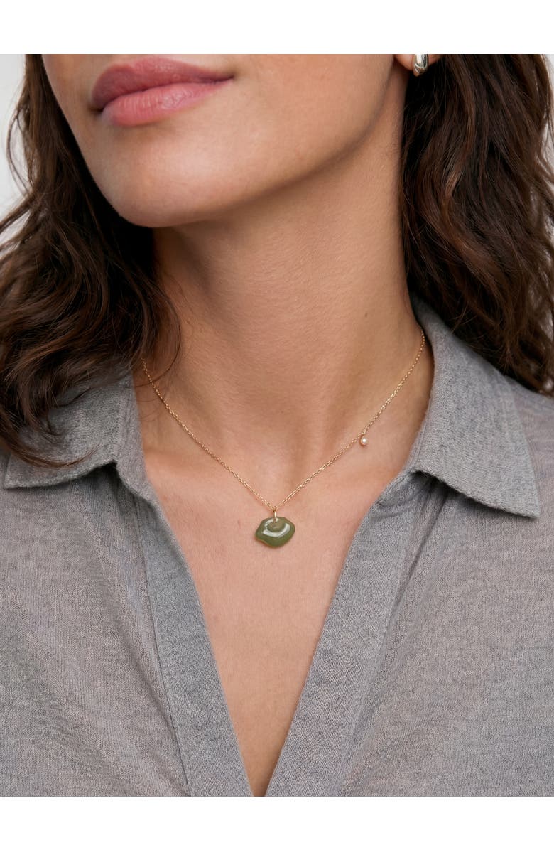 seree Cloud Green jade pendant necklace, Alternate, color, Light Green