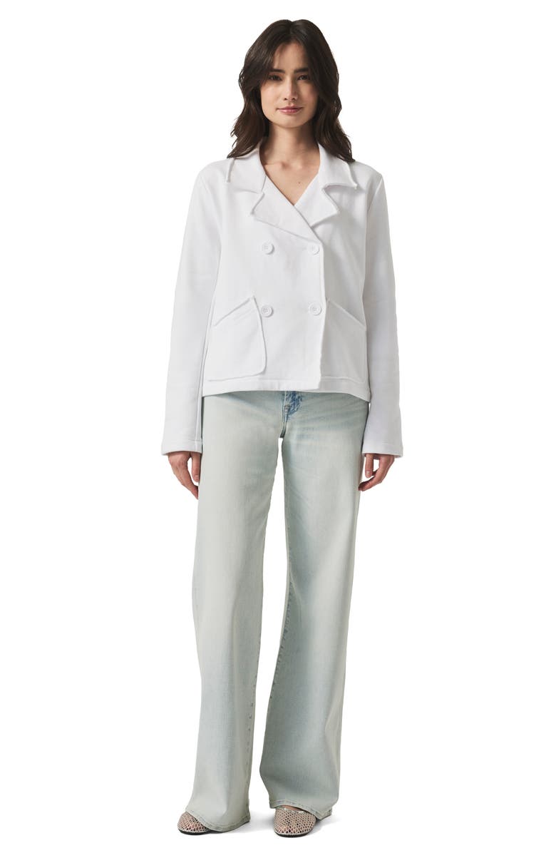 Splendid Double Breasted Cotton French Terry Blazer, Alternate, color, White