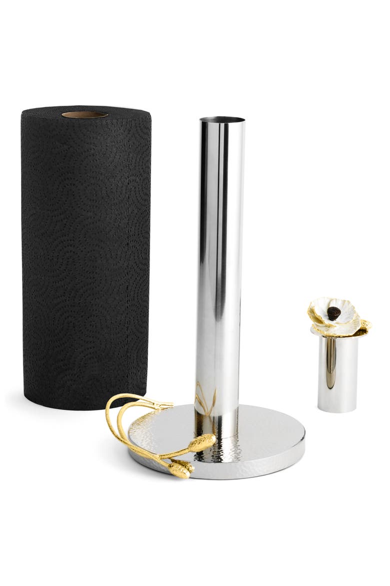 Anemone Paper Towel Holder, Alternate, color, WHITE/ SILVER/ GOLD