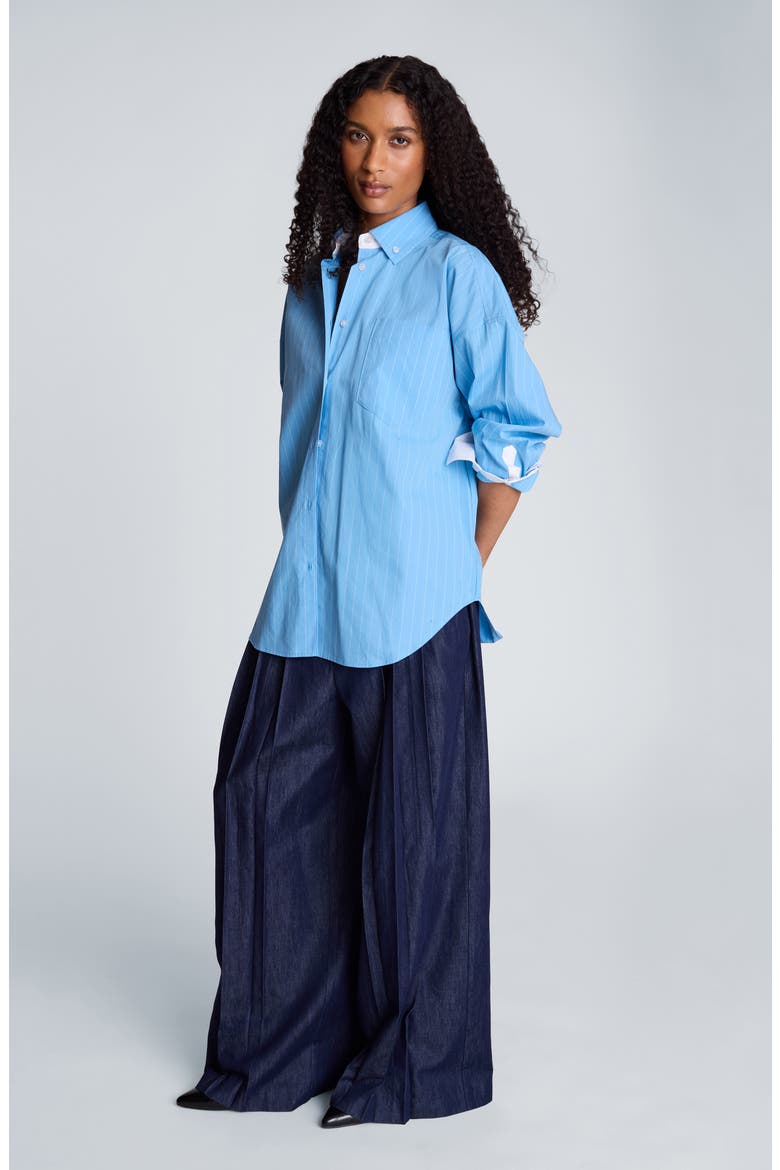 Pleated High Waist Wide Leg Jeans, Alternate, color, SEASIDE WASH