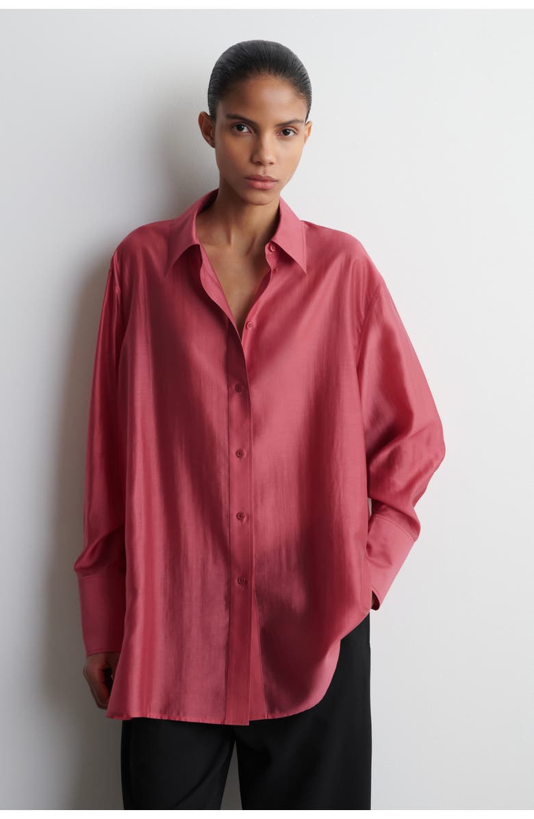 COS Sheer Shirt, Main, color, Dark Pink