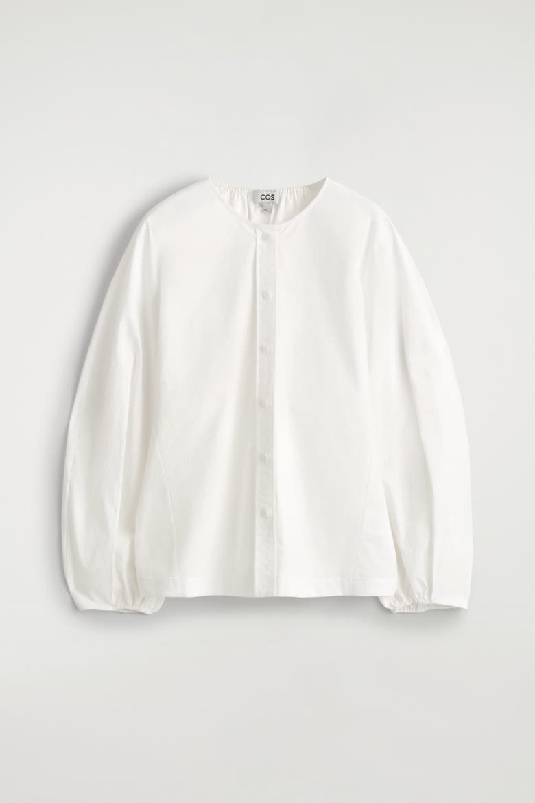 Gathered Pima Cotton Blouse, Alternate, color, WHITE