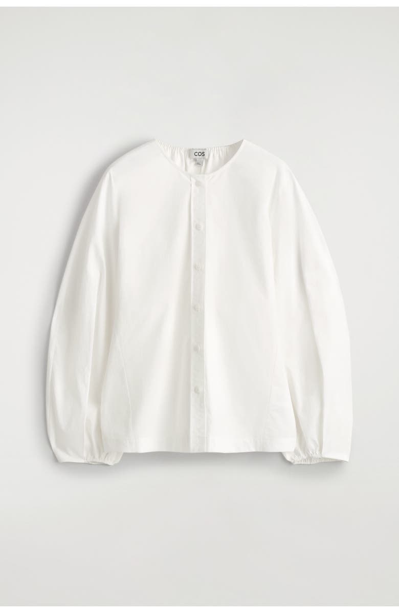COS Gathered Pima Cotton Blouse, Alternate, color, White