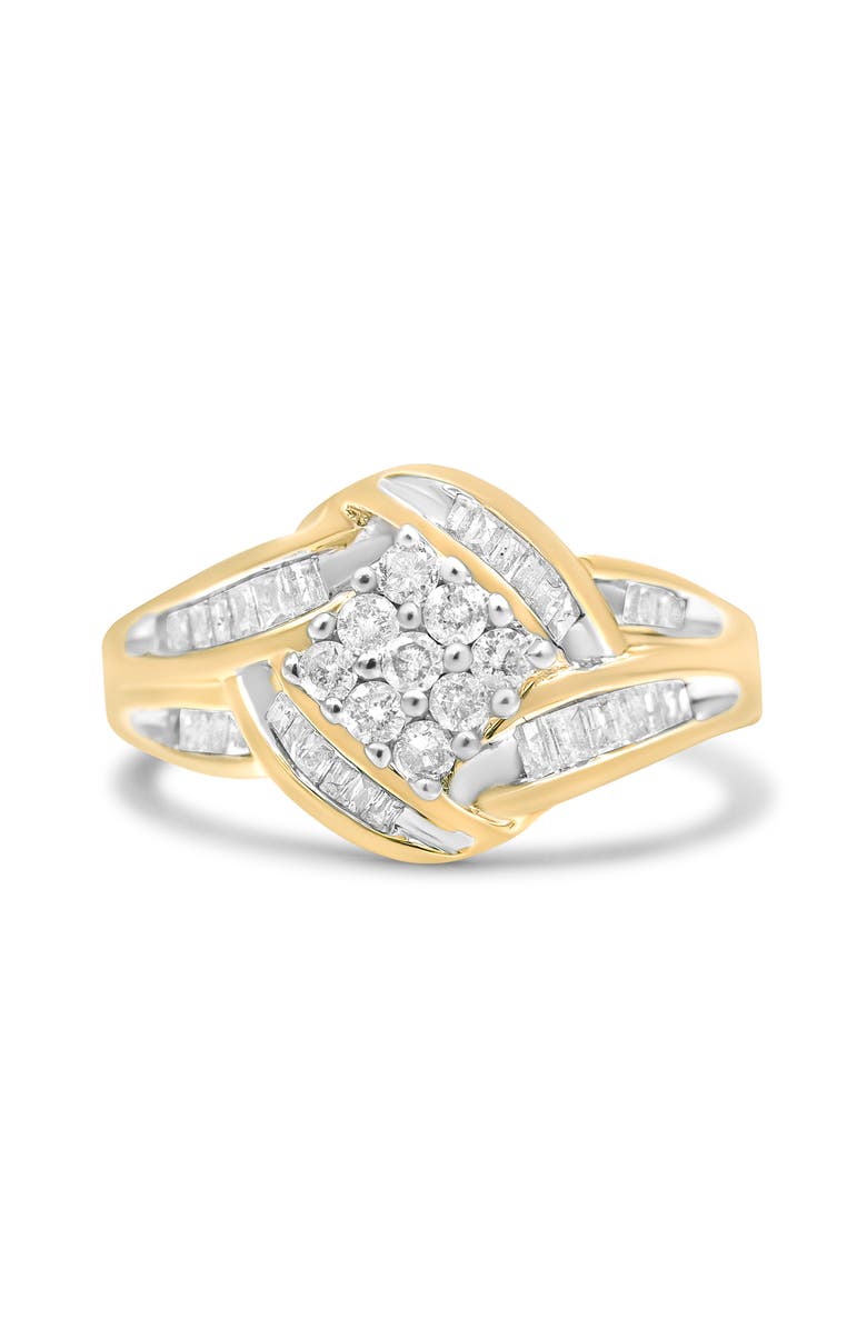 Haus of Brilliance 10K Yellow and White Gold 3/4Cttw Diamond Cluster and Swirl Ring, Main, color, Yellow