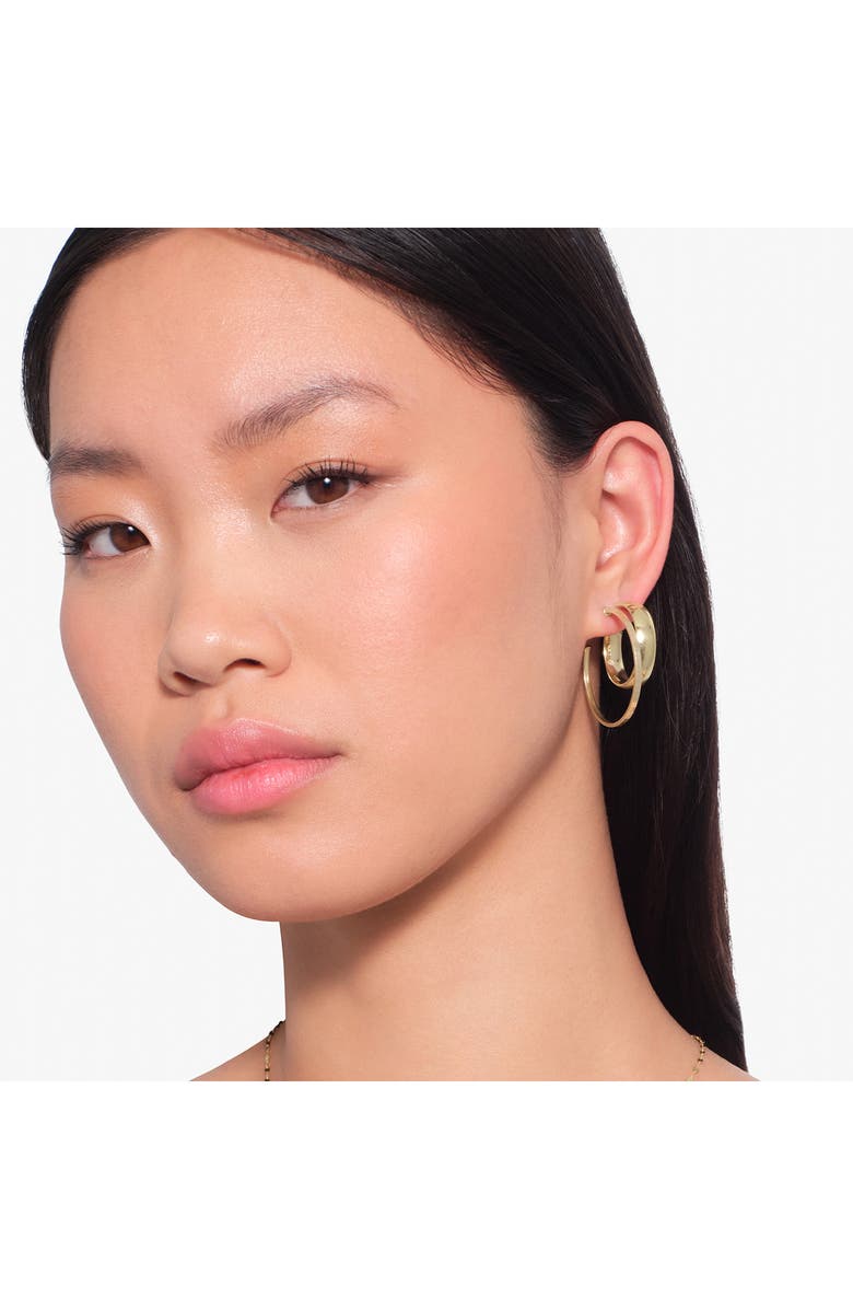 LANA Hollow Flash 14K Gold Texture Hoop Earrings, Alternate, color, Yellow