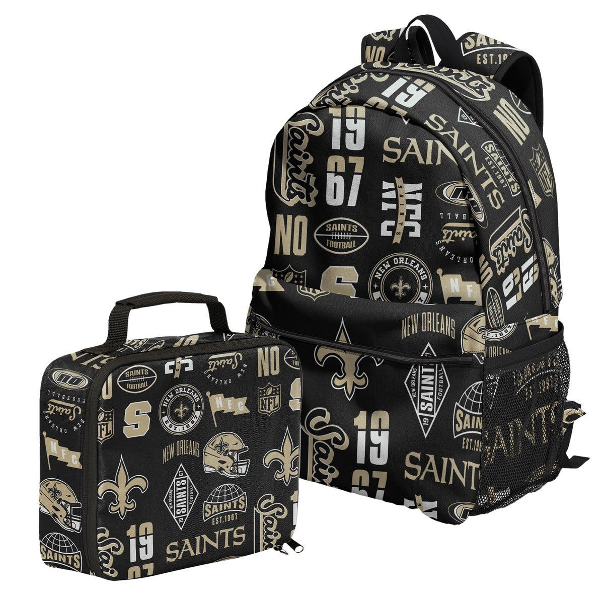 New Orleans Saints Backpack and Lunchbox Set, Main, color, Black