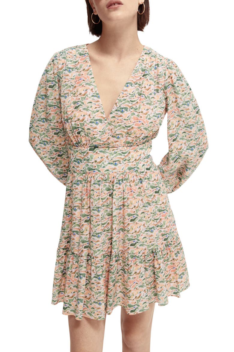 Abstract Print Long Sleeve Dress, Alternate, color, PINK COMBO