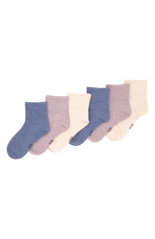 Felina Assorted 6-pack Ankle Socks In Dusk/lavender/sand