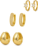 Hollywood Sensation Dainty Huggie Hoop Earrings -3 Pairs