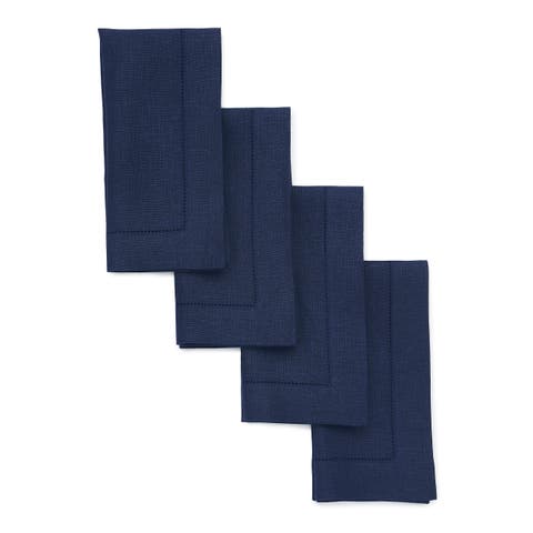 Linen Dinner Napkins Set of 4, 20 x 20" - Classic Hemstitch
