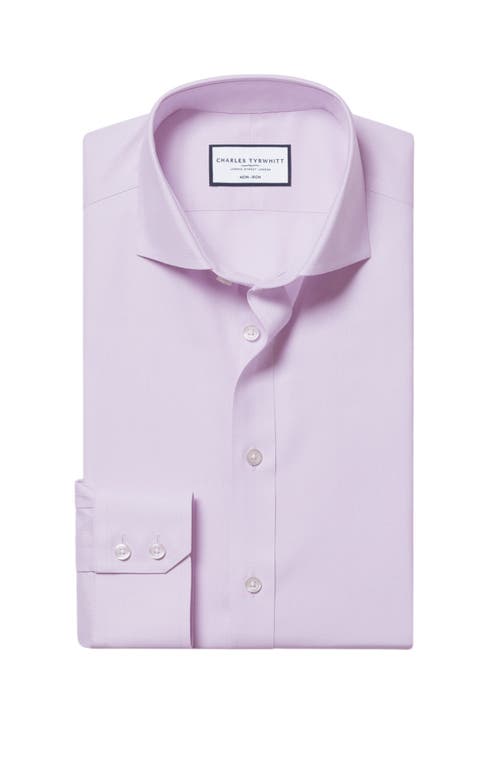 Charles Tyrwhitt Cutaway Collar Non-iron Twill Shirt In Lilac Purple