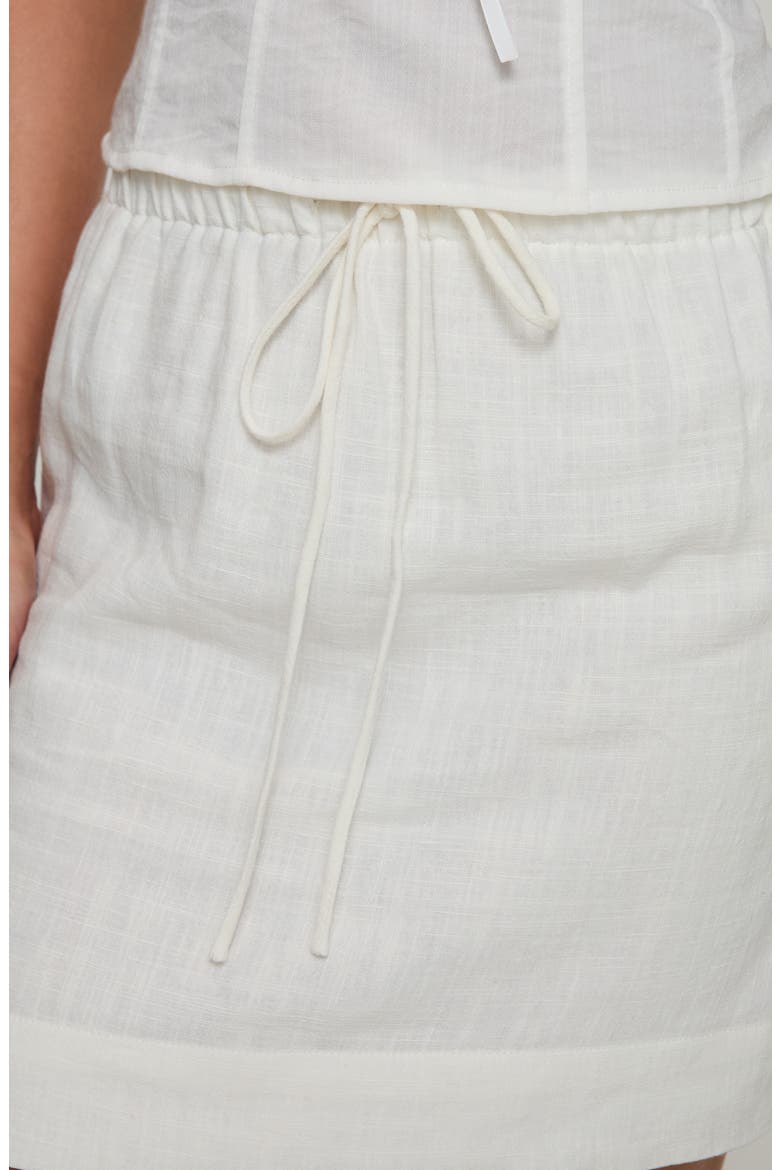 Linen Blend Drawstring Miniskirt, Alternate, color, WHITE