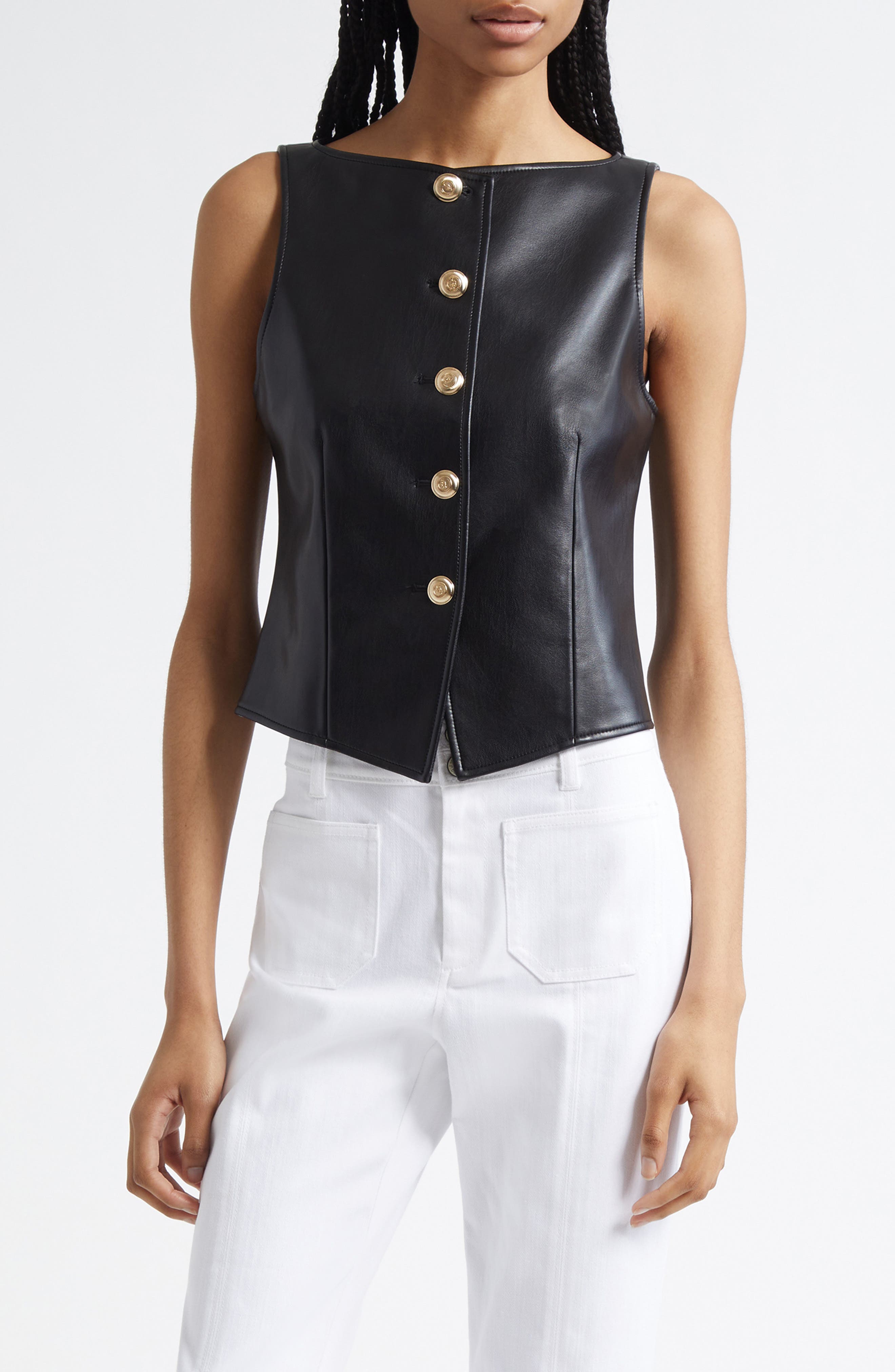 Cinq à Sept Camen Faux Leather Vest
