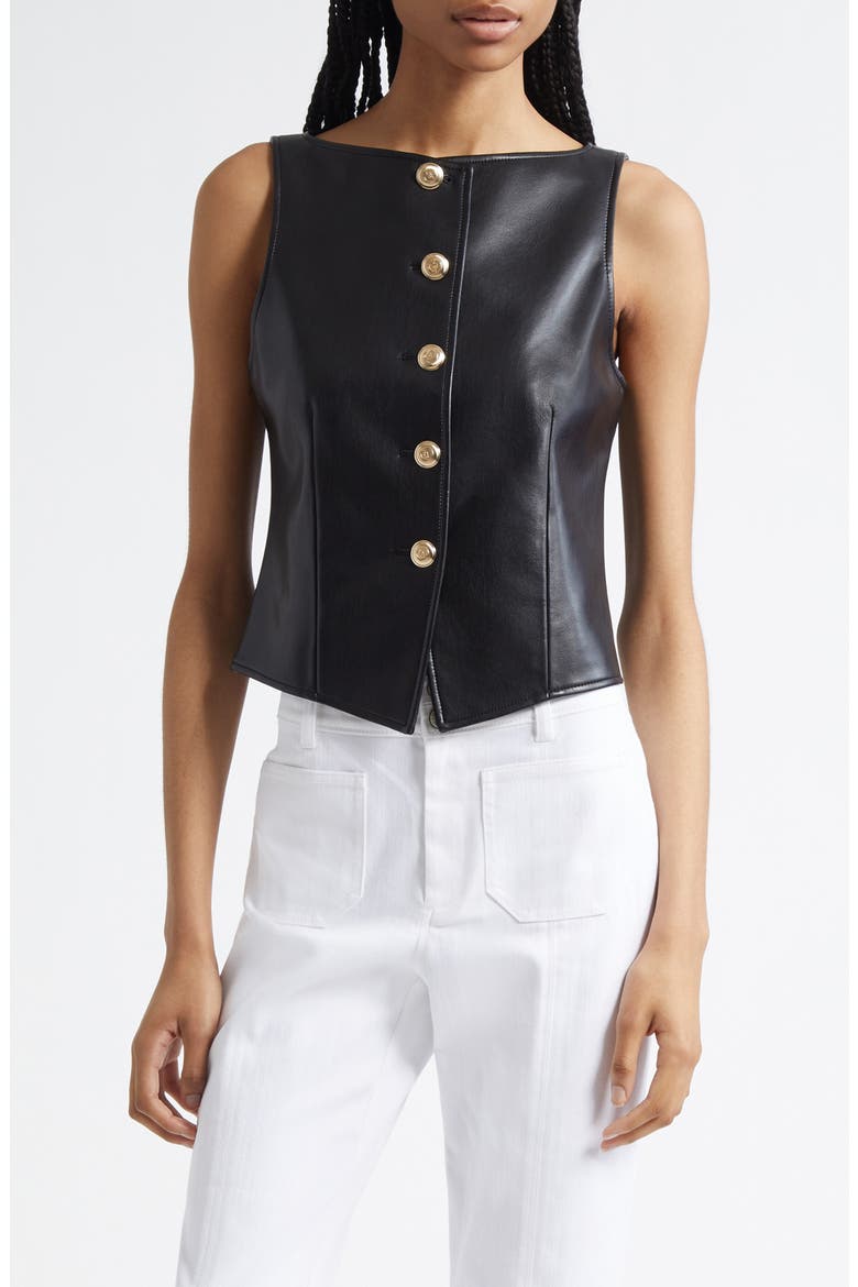 Camen Faux Leather Vest, Main, color, BLACK