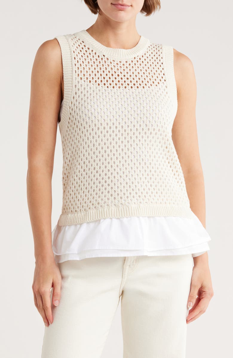 Sanctuary Perfect Mix Cotton Sweater Vest, Main, color, Natural White