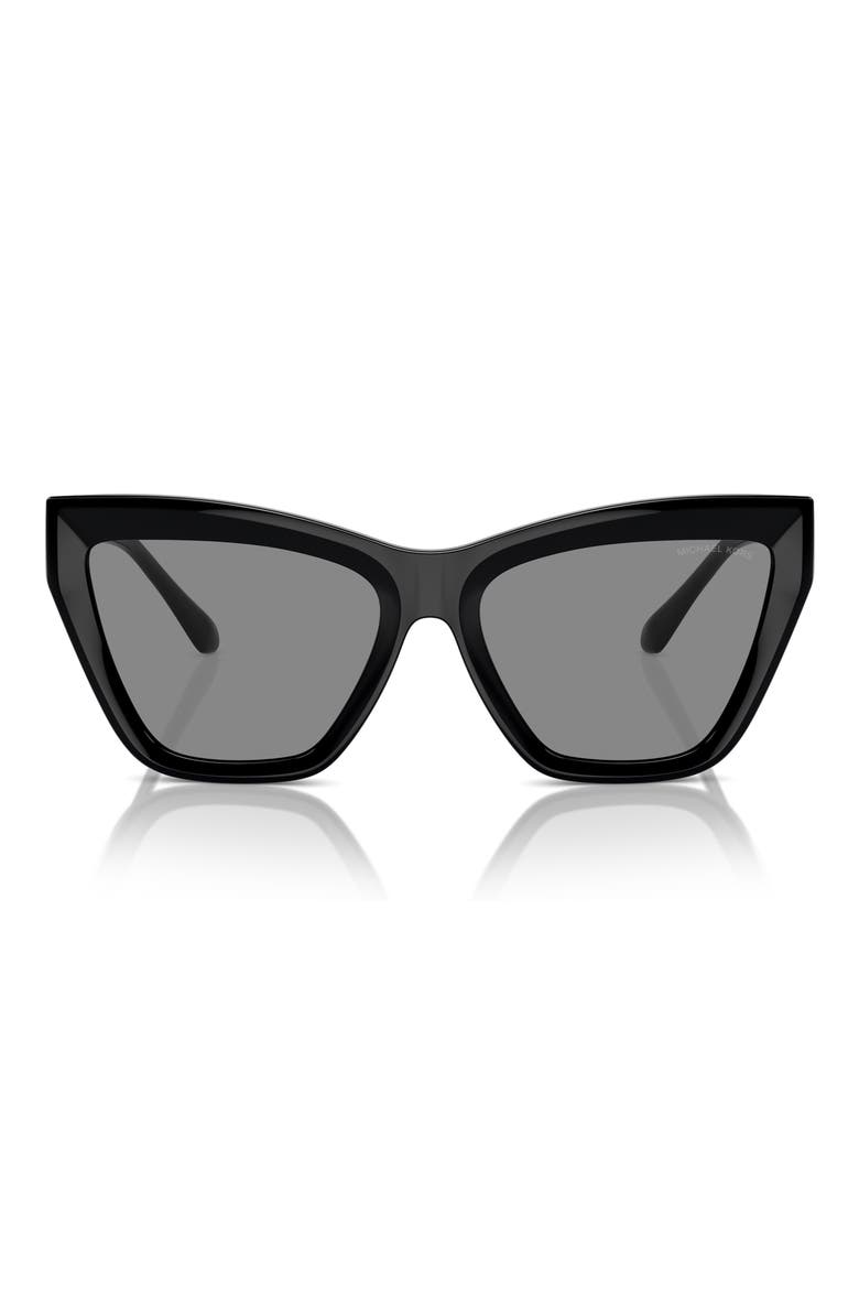 Dubai 57mm Cat Eye Sunglasses, Main, color, BLACK / DARK GREY SOLID