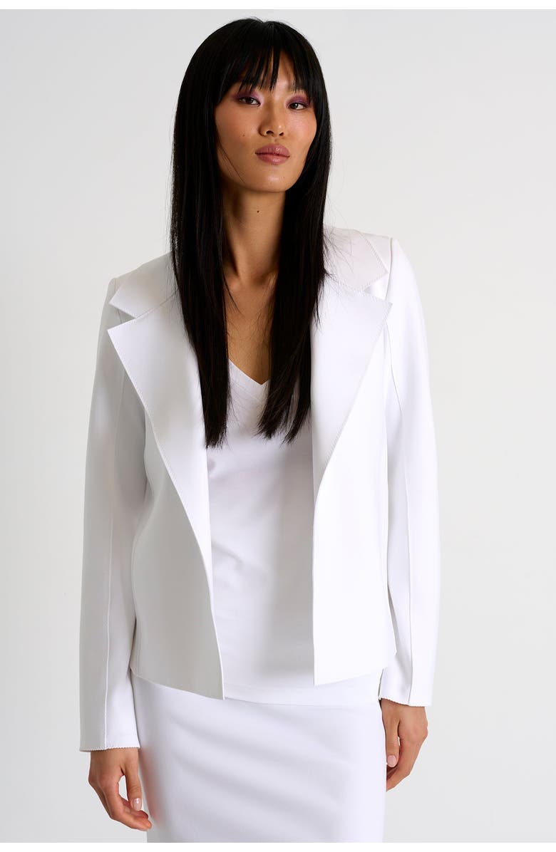 SHAN Classic Fitted Short Blazer, Alternate, color, White