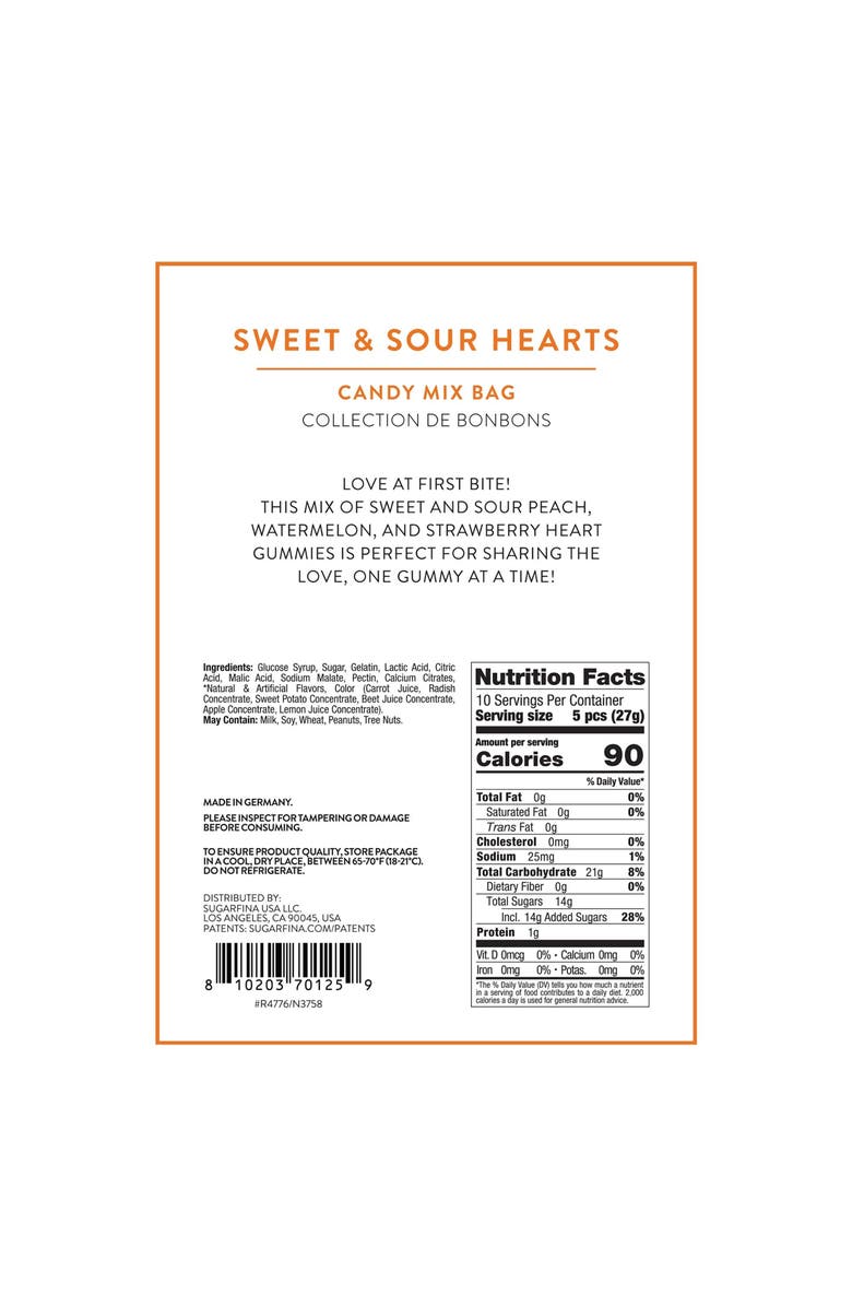 sugarfina Sweet & Sour Hearts Candy Mix, Alternate, color,