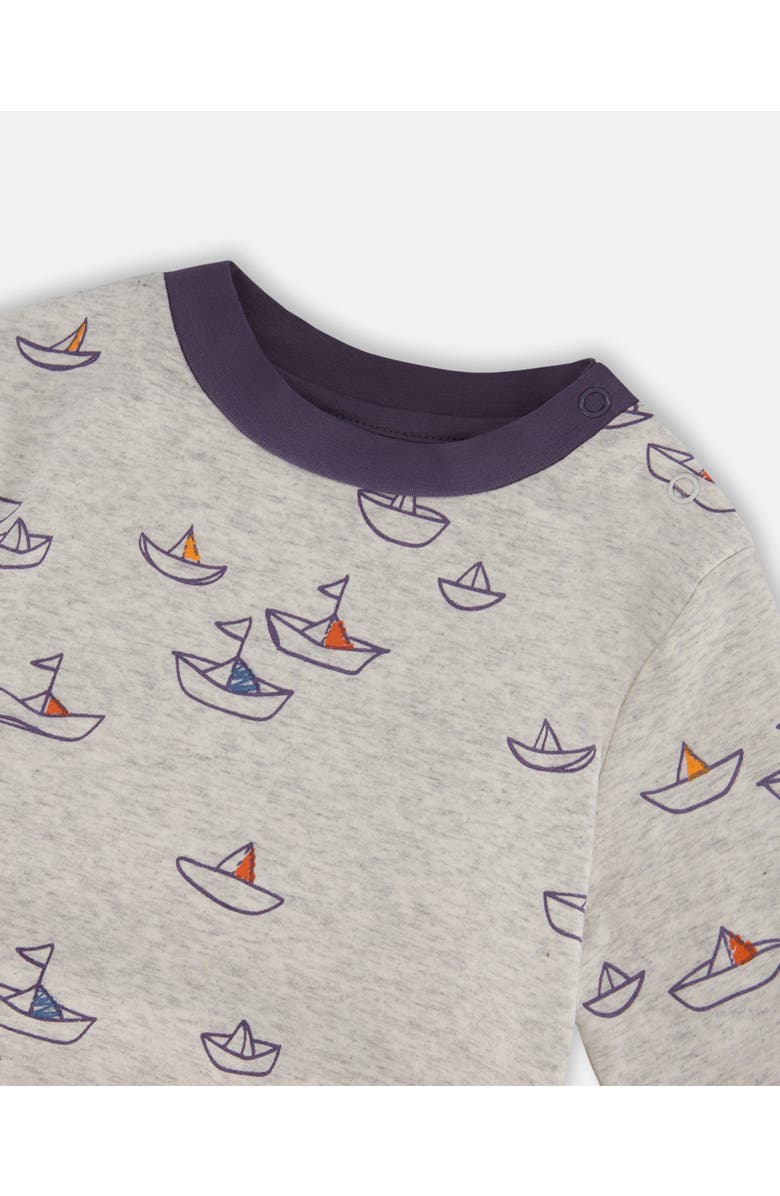 Deux par Deux Baby Boy's Printed Organic Cotton Top And Pant Set Little Paper Boats, Alternate, color, 