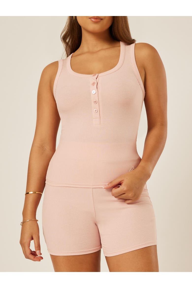 Essential Everyday Henley Tank Top, Alternate, color, Milkshake