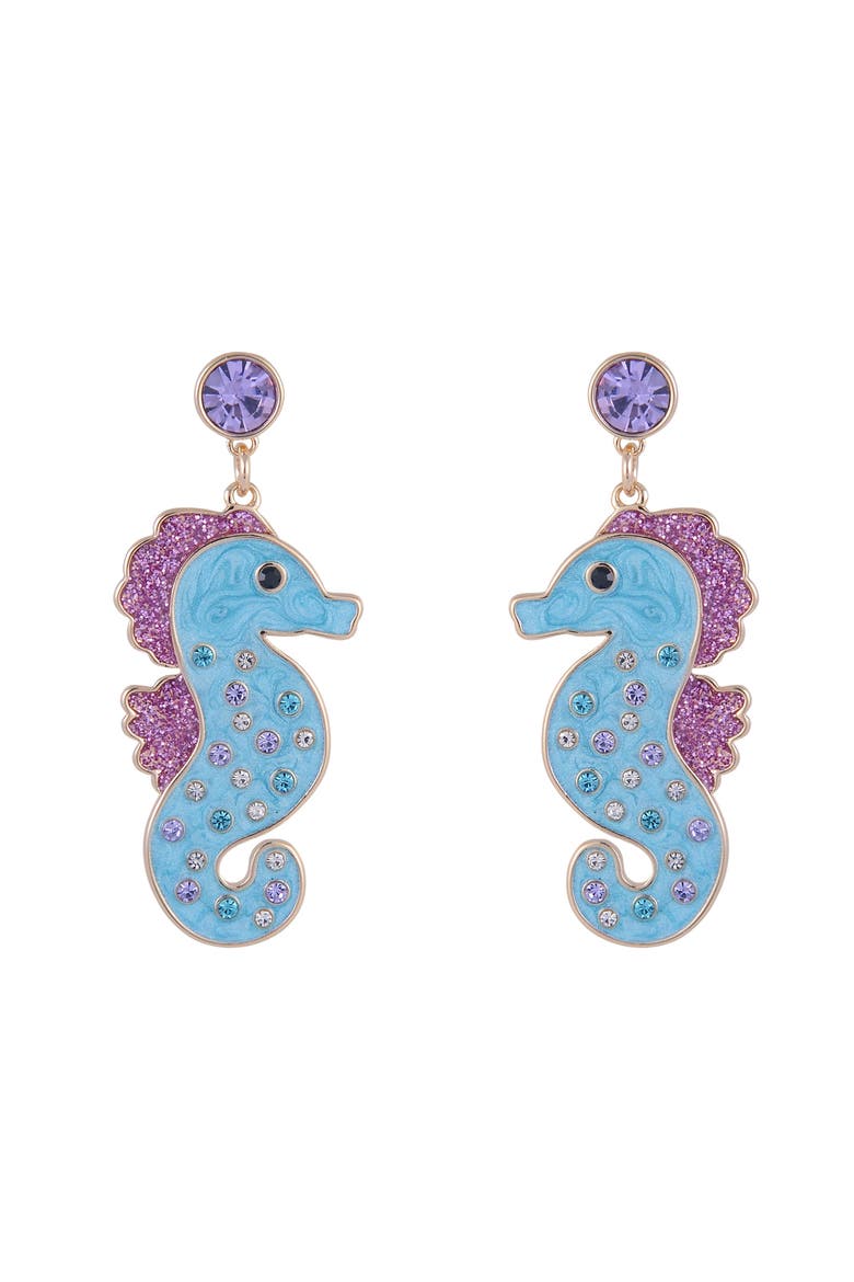 Blue Seahorse Earrings, Alternate, color, Blue