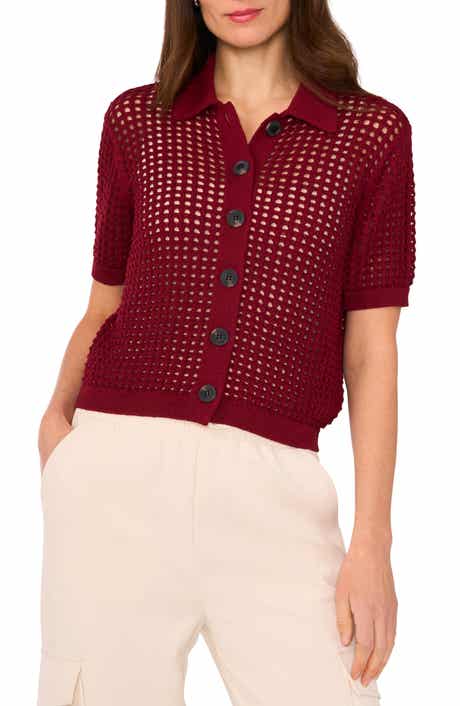 Halogen® Openwork Short Sleeve Cardigan