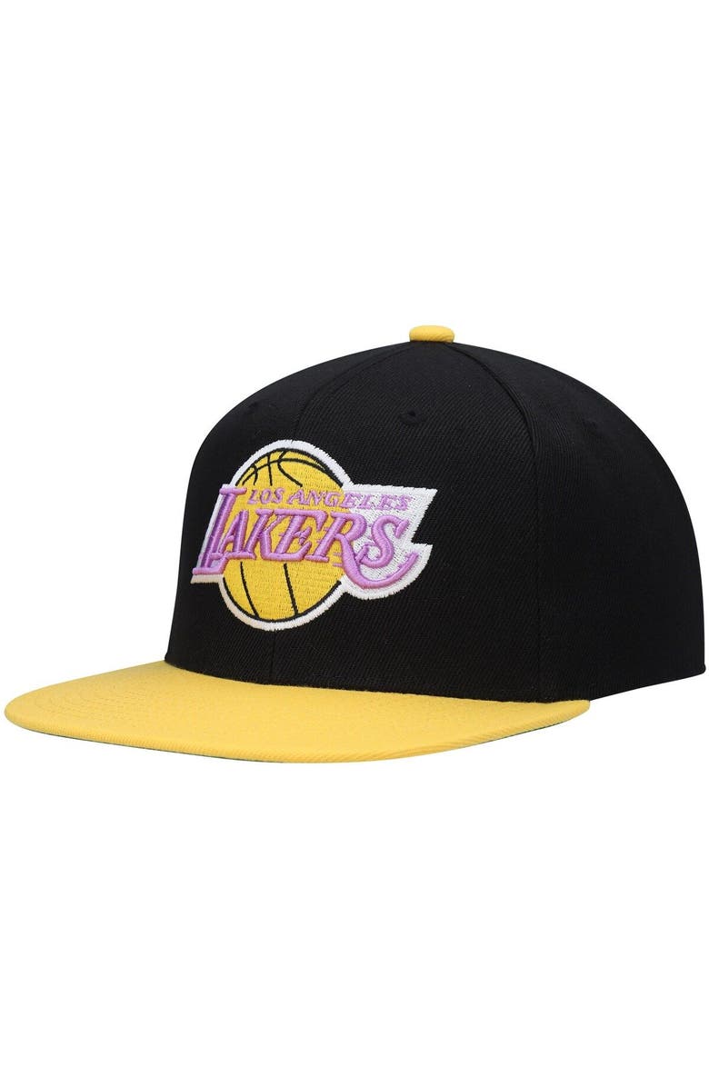 Mitchell & Ness Men's Mitchell & Ness Black/Gold Los Angeles Lakers Hardwood Classics Snapback Hat, Alternate, color, Black