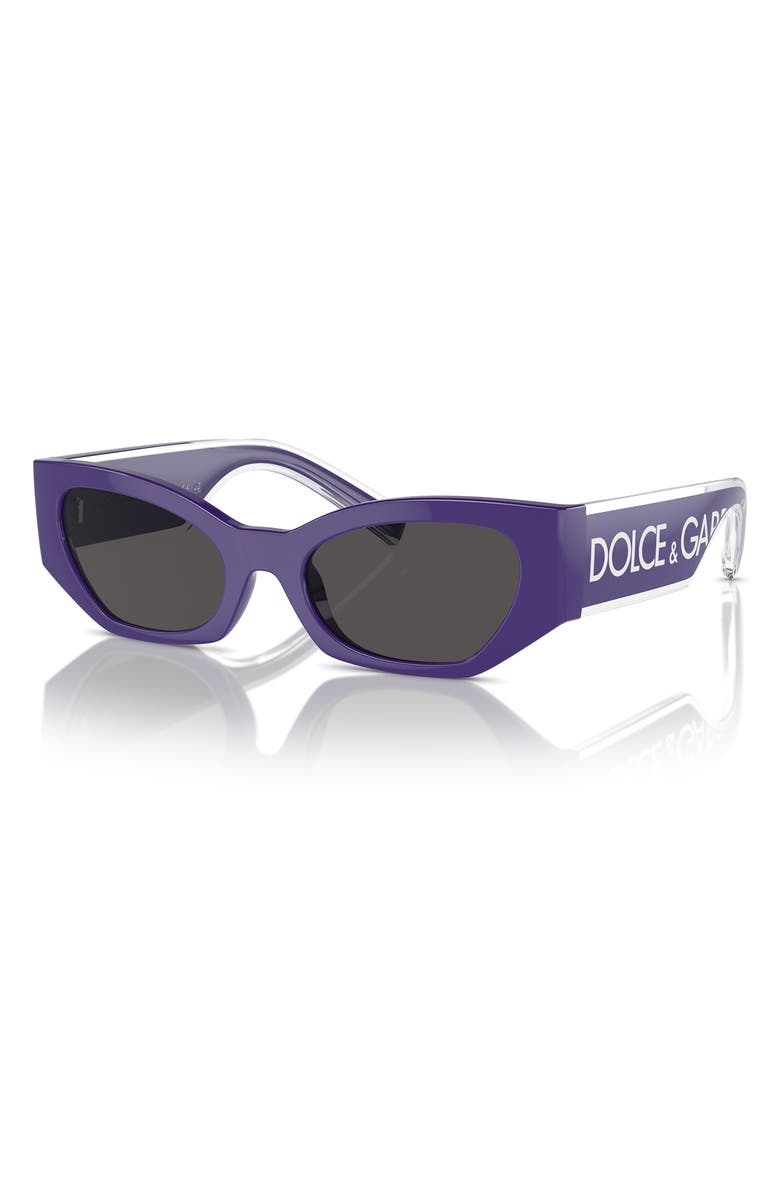 Dolce&Gabbana Kids
 48mm Small Cat Eye Sunglasses, Alternate, color, Purple / Dark Grey
