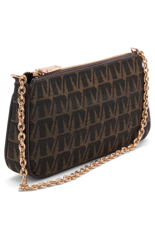 Mango Monogram Jacquard Chain Shoulder Bag In Chocolate