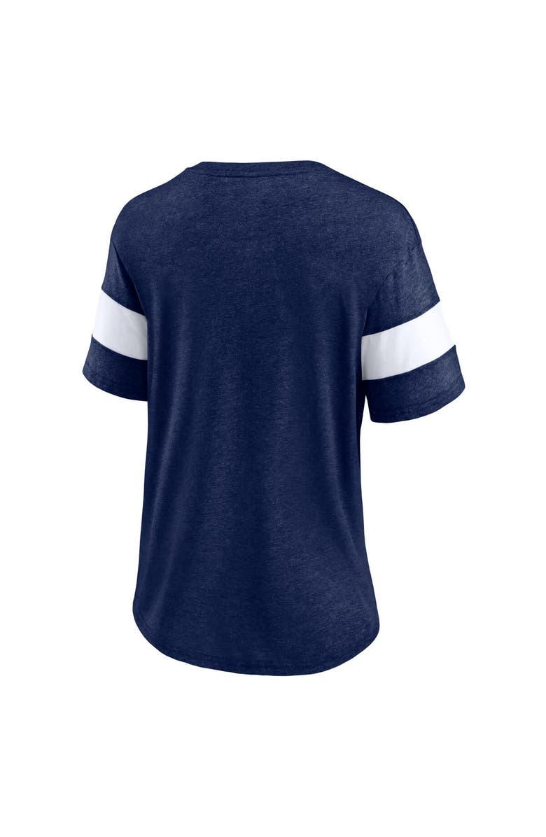 FANATICS Women's Fanatics Heather Deep Sea Blue Seattle Kraken Clapper V-Neck Half-Sleeve T-Shirt, Alternate, color, Heather Navy